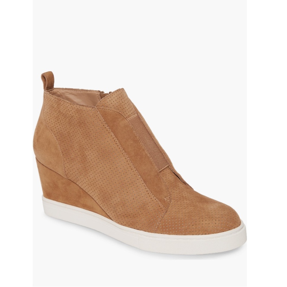 Linea Paolo Felicia Wedge Sneaker Tan Suede Women’s Size 12